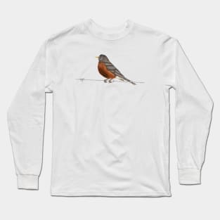 Robin on Barbed Wire Long Sleeve T-Shirt